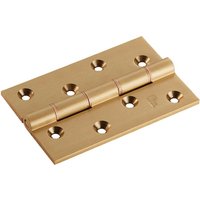 Loops PAIR 102 x 67 x 4mm Brass Washered Butt Hinge Satin Brass Internal Door in Metallics