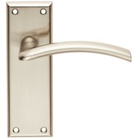Loops PAIR Arched Lever on Latch Backplate Door Handle 150 x 50mm Satin Nickel in Metallics