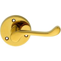 Loops PAIR Victorian Scroll Lever on 58mm Round Rose Polished Brass Door Handle in Metallics
