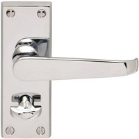 Loops Straight Victorian Handle on Rectangular Bathroom Backplate Polished Chrome