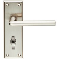 Loops PAIR Rounded Lever on Bathroom Backplate Handle 150 x 50mm Satin Nickel in Metallics