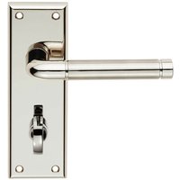 Loops PAIR Round Bar Lever on Bathroom Backplate 150 x 50mm Polished & Satin Nickel in Metallics