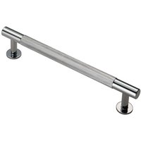 Loops Knurled Bar Door Pull Handle 190 x 13mm 160mm Fixing Centres Chrome