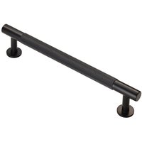 Loops Knurled Bar Door Pull Handle 190 x 13mm 160mm Fixing Centres Matt Black