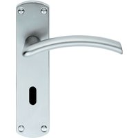 Loops PAIR Arched Lever on Lock Backplate Door Handle 170 x 42mm Satin Chrome