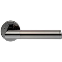 Loops PAIR Sectional Round Bar Handle on Round Rose Concealed Fix Black Nickel in Metallics