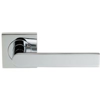Loops PAIR Flat Rectangular Bar Lever on Square Rose Concealed Fix Polished Chrome
