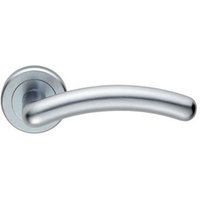 Loops PAIR Arched Round Bar Handle on Concealed Fix Round Rose Satin Chrome