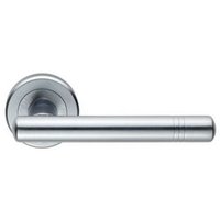 Loops PAIR Round T Bar Handle with Ringed Design Concealed Fix Satin Chrome