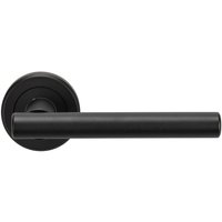 Loops PAIR Straight T Bar Handle on Round Rose Concealed Fix Matt Black Finish
