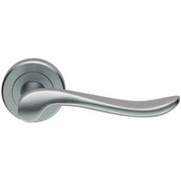 Loops PAIR Scroll Shaped Lever Handle on Round Rose Concealed Fix Satin Chrome