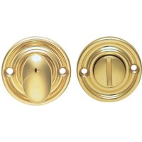 Loops Reeded Design Thumbturn Lock & Release Handle 42mm Dia Polished Brass in Metallics
