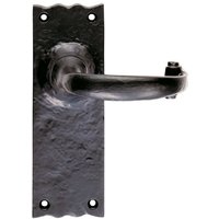 Loops PAIR Forged Curved Lever Handle on Latch Backplate 155 x 54mm Black Antique