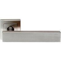 Loops PAIR Square Cut Straight Bar Handle on Square Rose Concealed Fix Satin Steel in Metallics