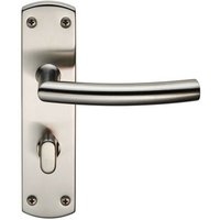 Loops Arched Lever on Bathroom Backplate Door Handle Thumbturn Lock Satin Steel in Metallics