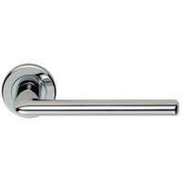 Loops PAIR Slimline Straight Bar Lever on Round Rose Concealed Fix Polished Chrome