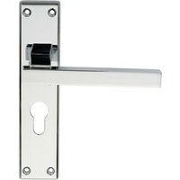 Loops PAIR Straight Square Lever on Euro Lock Backplate 180 x 40mm Polished Chrome
