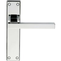 Loops PAIR Straight Square Handle on Latch Backplate 180 x 40mm Polished Chrome