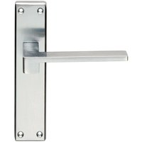 Loops PAIR Flat Straight Lever on Latch Backplate Handle 180 x 40mm Satin Chrome
