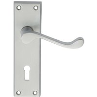 Loops PAIR Victorian Scroll Handle on Lock Backplate 150 x 43mm Satin Chrome