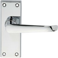 Loops PAIR Straight Victorian Handle on Latch Backplate 150 x 42mm Polished Chrome
