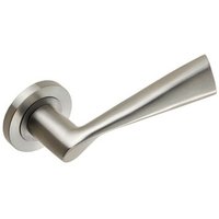 Loops PAIR Angular Design Handle on Round Rose Concealed Fix Satin Stainless Steel in Metallics