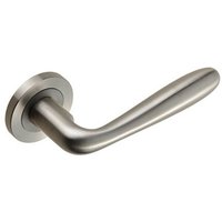 Loops PAIR Smooth Rounded Bar Handle on Round Rose Concealed Fix Satin Steel in Metallics