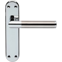 Loops Round Bar Lever on Latch Backplate Door Handle 180 x 40mm Chrome & Nickel in Metallics