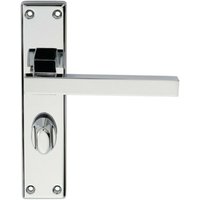 Loops PAIR Straight Square Handle on Bathroom Backplate 180 x 40mm Polished Chrome