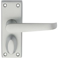 Loops PAIR Straight Handle on Short Privacy Backplate 118 x 42mm Satin Chrome