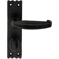 Loops PAIR Creased Style Lever on Slim Bathroom Backplate 156 x 38mm Black Antique