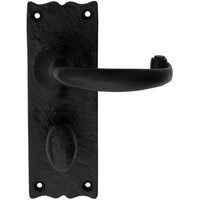 Loops PAIR Forged Curved Lever Handle on Bathroom Backplate 155 x 54mm Black Antique