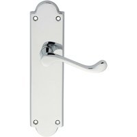 Loops PAIR Victorian Scroll Handle on Latch Backplate 205 x 49mm Polished Chrome
