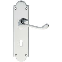 Loops PAIR Victorian Scroll Handle on Lock Backplate 205 x 49mm Polished Chrome