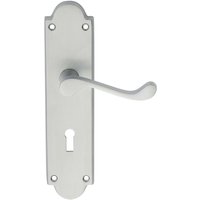 Loops PAIR Victorian Scroll Handle on Lock Backplate 205 x 49mm Satin Chrome