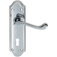 Loops PAIR Victorian Upturned Handle on Lock Backplate 168 x 47mm Polished Chrome