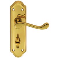 Loops PAIR Victorian Upturned Lever on Bathroom Backplate 168 x 47mm Polished Brass in Metallics