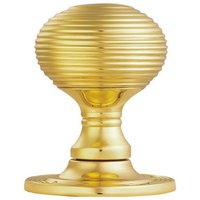 Loops PAIR Round Textured Mortice Door Knob 52mm Dia Brass Beehive Handle in Metallics