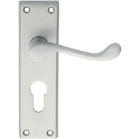 Loops PAIR Victorian Scroll Handle on Euro Lock Backplate 150 x 43mm Satin Chrome
