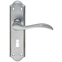 Loops PAIR Curved Door Handle Lever on Lock Backplate 180 x 45mm Satin Chrome