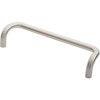 Loops Cranked Door Pull Handle 19mm Dia 300mm Fixing Centres Satin Steel in Metallics