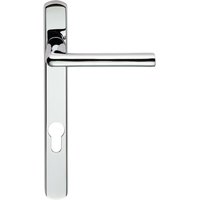 Loops PAIR Straight Lever on Narrow Euro Lock Backplate 220 x 26mm Polished Chrome