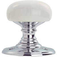 Loops Half Porcelain Mushroom Door Knob - White Porceilain & Polished Chrome