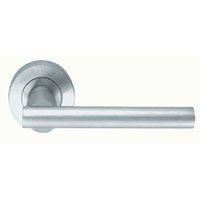 Loops PAIR Round Recessed Bar Handle on Round Rose Concealed Fix Satin Chrome