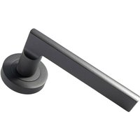 Loops PAIR Straight Plinth Mounted Handle on Round Rose Concealed Fix Matt Bronze