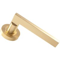 Loops PAIR Straight Plinth Mounted Handle on Round Rose Concealed Fix Satin Brass in Metallics