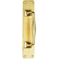Loops One Piece Door Pull Handle on Backplate 297mm Length Polished Brass in Metallics
