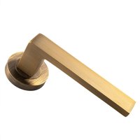 Loops PAIR Straight Square Handle on Round Rose Concealed Fix Antique Brass in Metallics