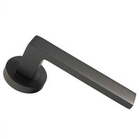 Loops PAIR Straight Square Handle on Round Rose Concealed Fix Matt Bronze Finish