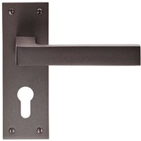 Loops PAIR Straight Square Handle on Euro Lock Backplate 150 x 50mm Matt Bronze